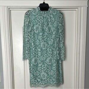 Vince Camuto Green Long Sleeve Mock Neck Sheath Dress